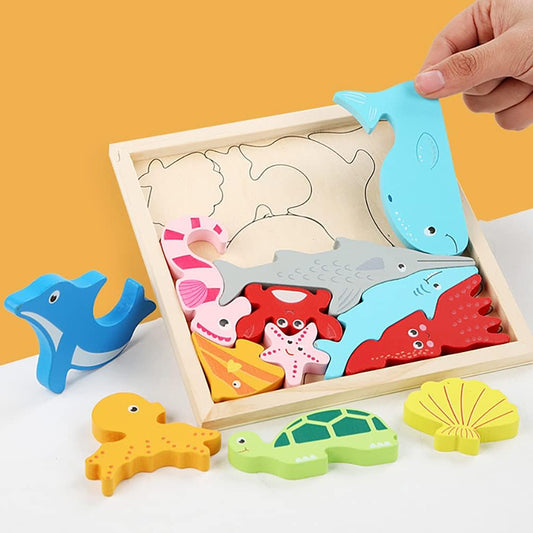 Under the Sea Wooden Puzzle – Fun & Educational Toddler Toy! 🌊🐠